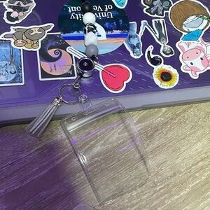 Clear Beaded Keychain with Tassel Handmade